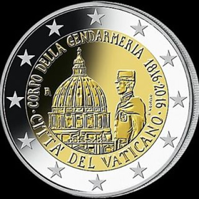 Монета 2 евро 2016 год. Ватикан. Жандармерия.